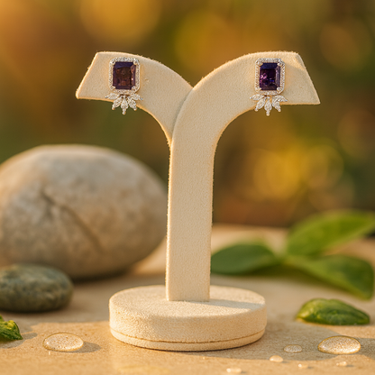 Aanura Yellow Cushion-Cut CZ Cluster Earrings