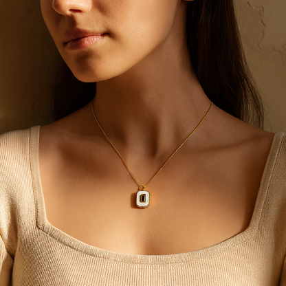 Aanura Gold Chain with Green Gem Pendant