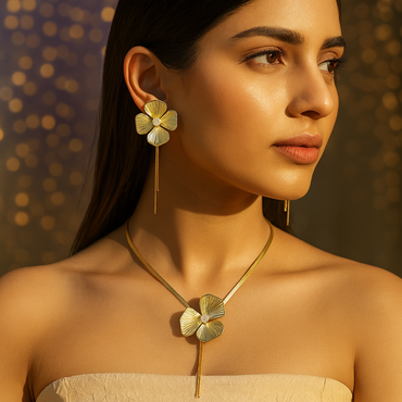 Aanura Orchid Bloom Necklace & Earrings Set