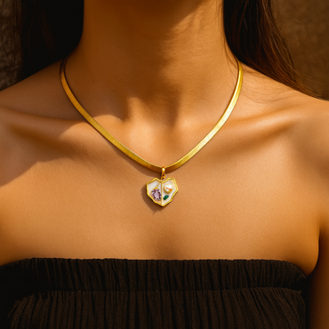 Aanura Gold Snake Chain Necklace with Heart Pendant