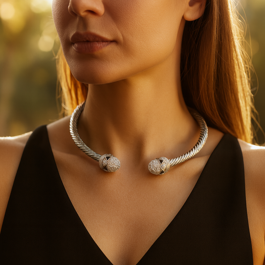 Aanura Twisted Cable Choker – Stainless Steel Jewelry