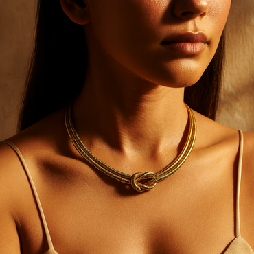 Aanura Gold Knot Statement Necklace – Stainless Steel