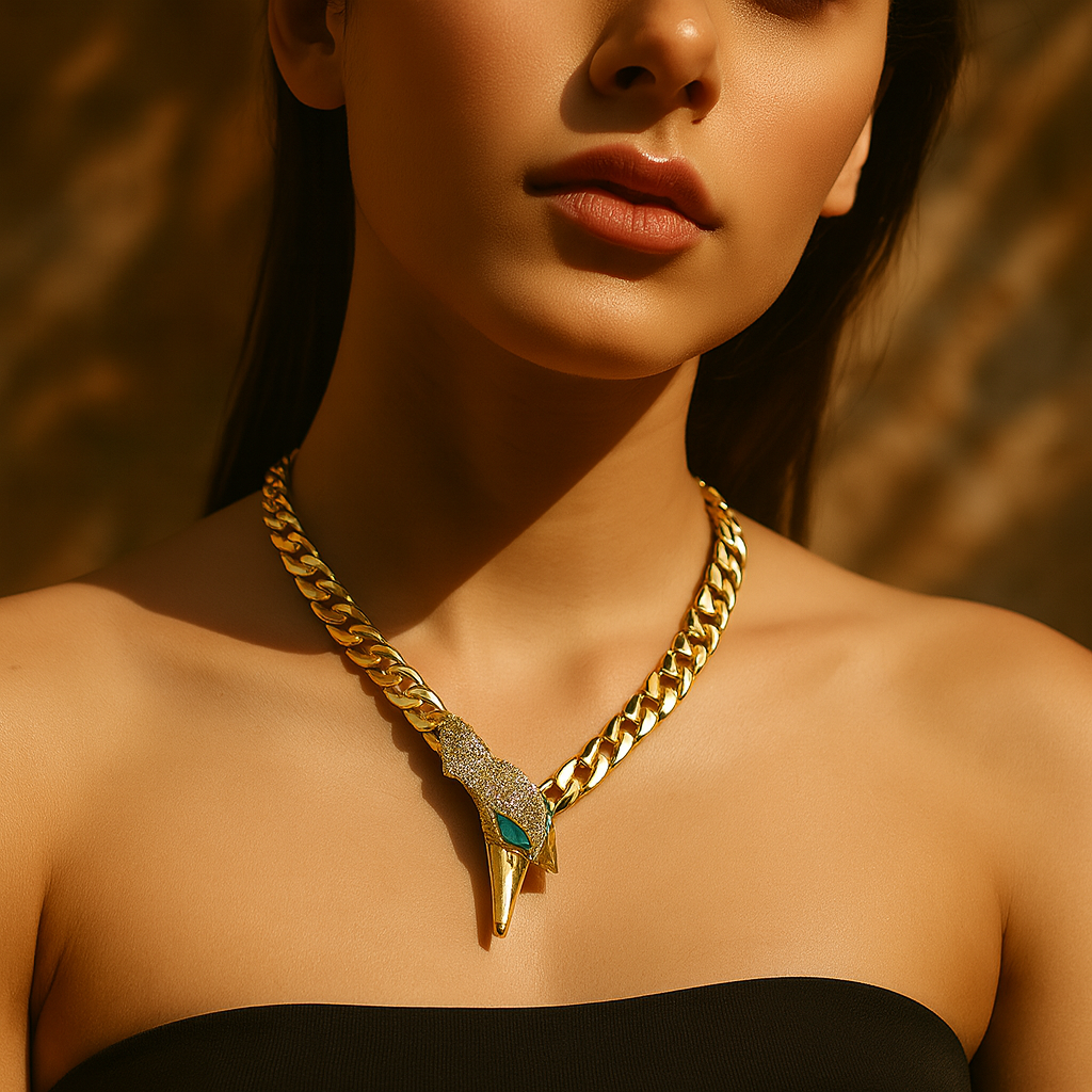 Aanura Gold Cuban Link Chain Necklace
