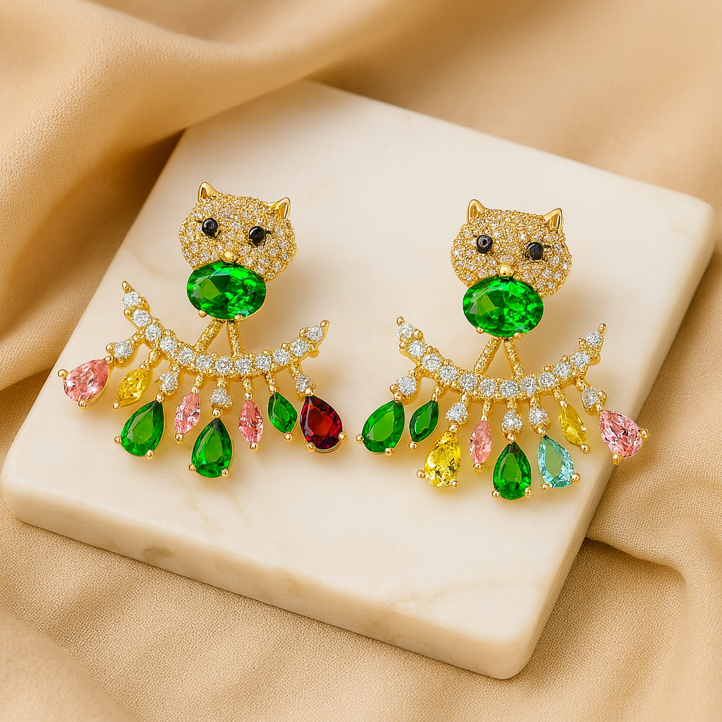Aanura Multicolor Panther Drop Earrings