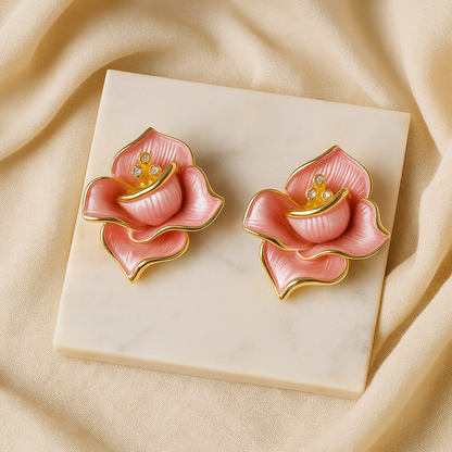 Aanura Pink Blossom Floral Earrings