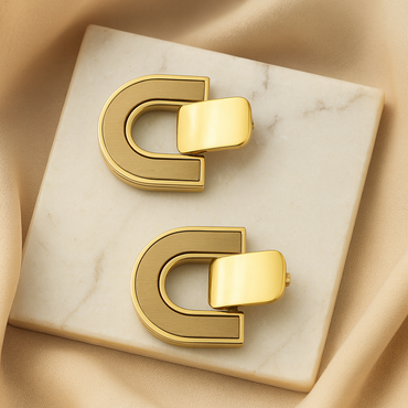 Aanura Bold Geometric Gold Stud Earrings