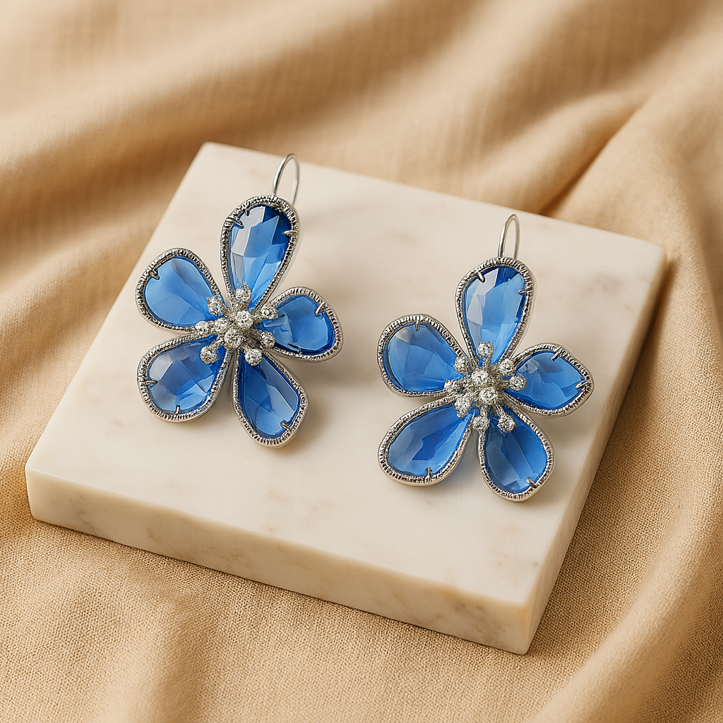 Aanura Turquoise Blossom Crystal Earring