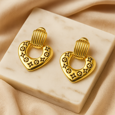 Aanura Golden Heart Hoop Earrings