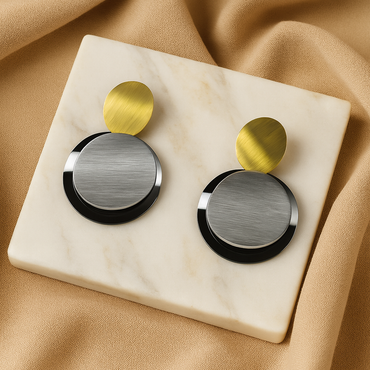 Aanura Dual Tone Modern Circle Earrings