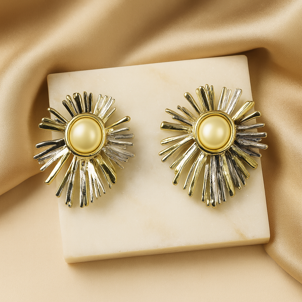 Aanura Radiant Sunburst Pearl Earrings