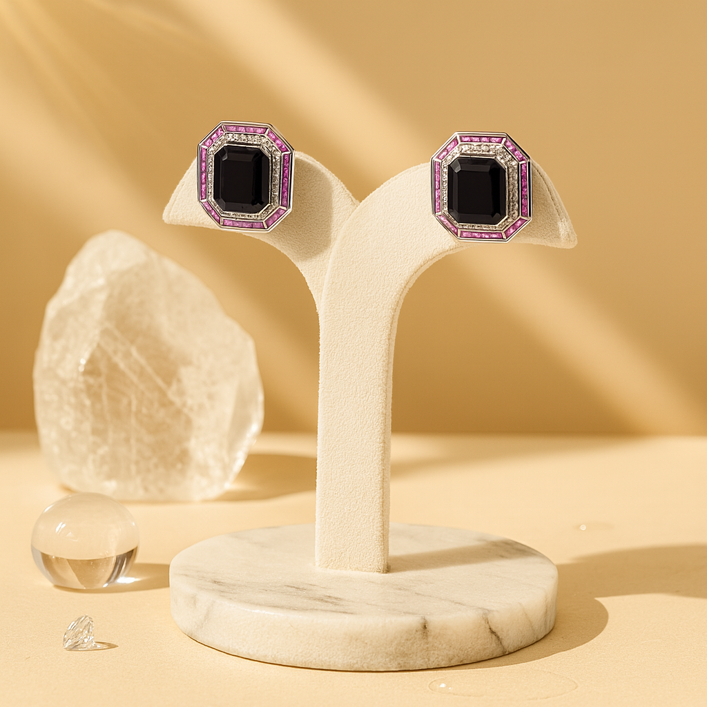 Aanura Ruby & Emerald Octagon Stud Earrings