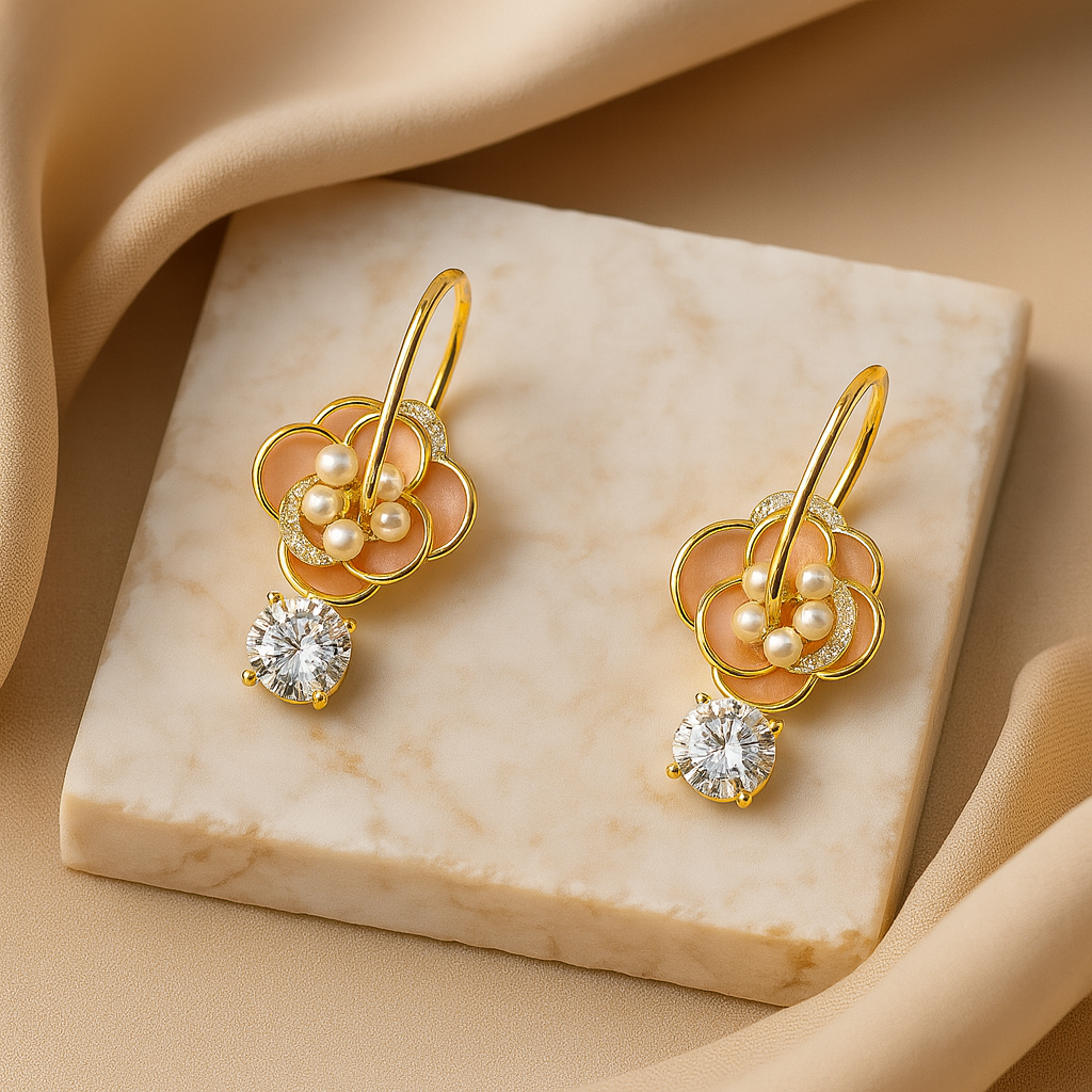 Aanura Aqua Blossom Pearl Earrings