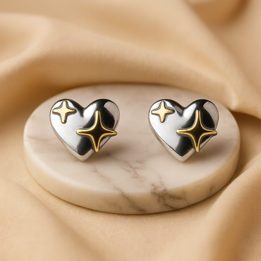 Aanura Cosmic Heart Stainless Steel Stud Earrings
