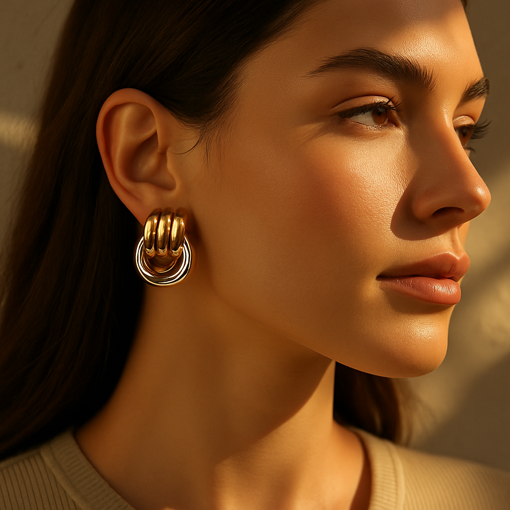 Aanura Dual-Tone Knot Statement Earrings