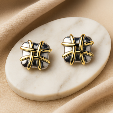 Aanura Stellar Grid Stainless Steel Stud Earrings