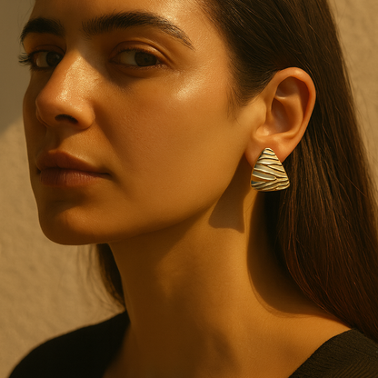 Aanura Molten Wave Dual-Tone Shield Earrings