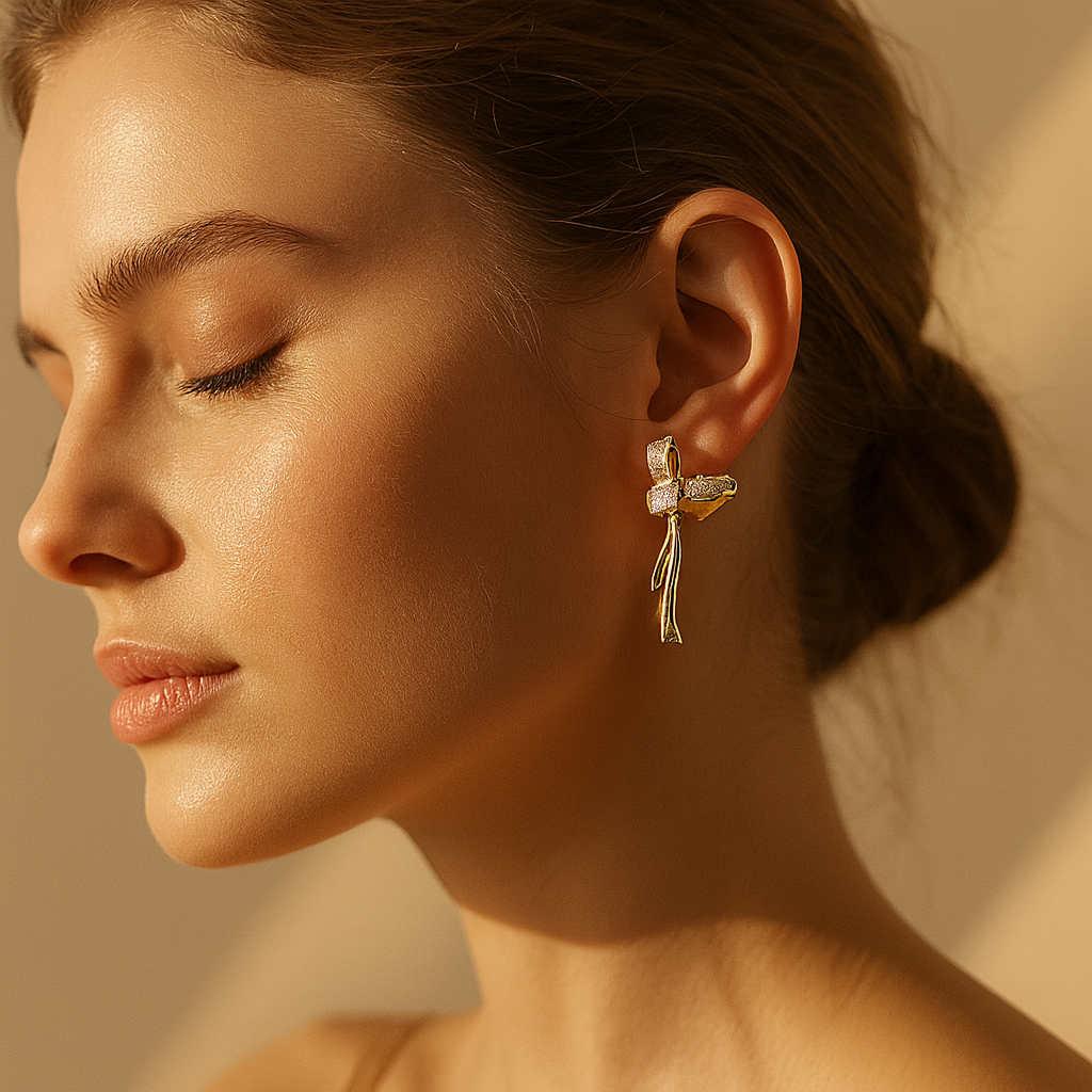 Aanura Celeste Ribbon Earrings – Gold-Plated