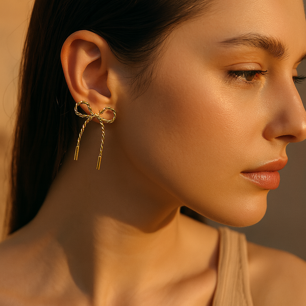 Golden Bow Twist Earrings – Aanura