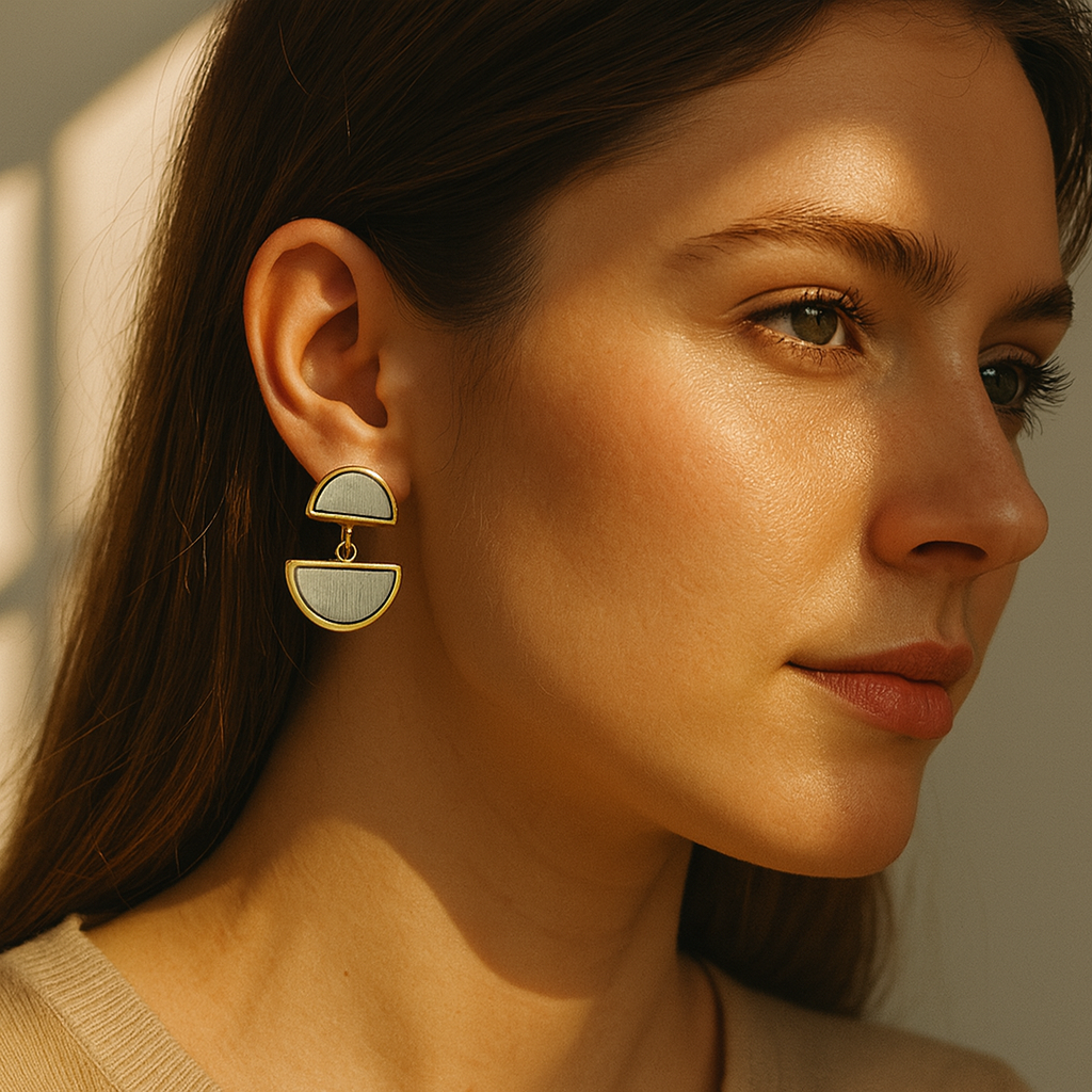 Aanura Eclipse Dual-Tone Geometric Earrings