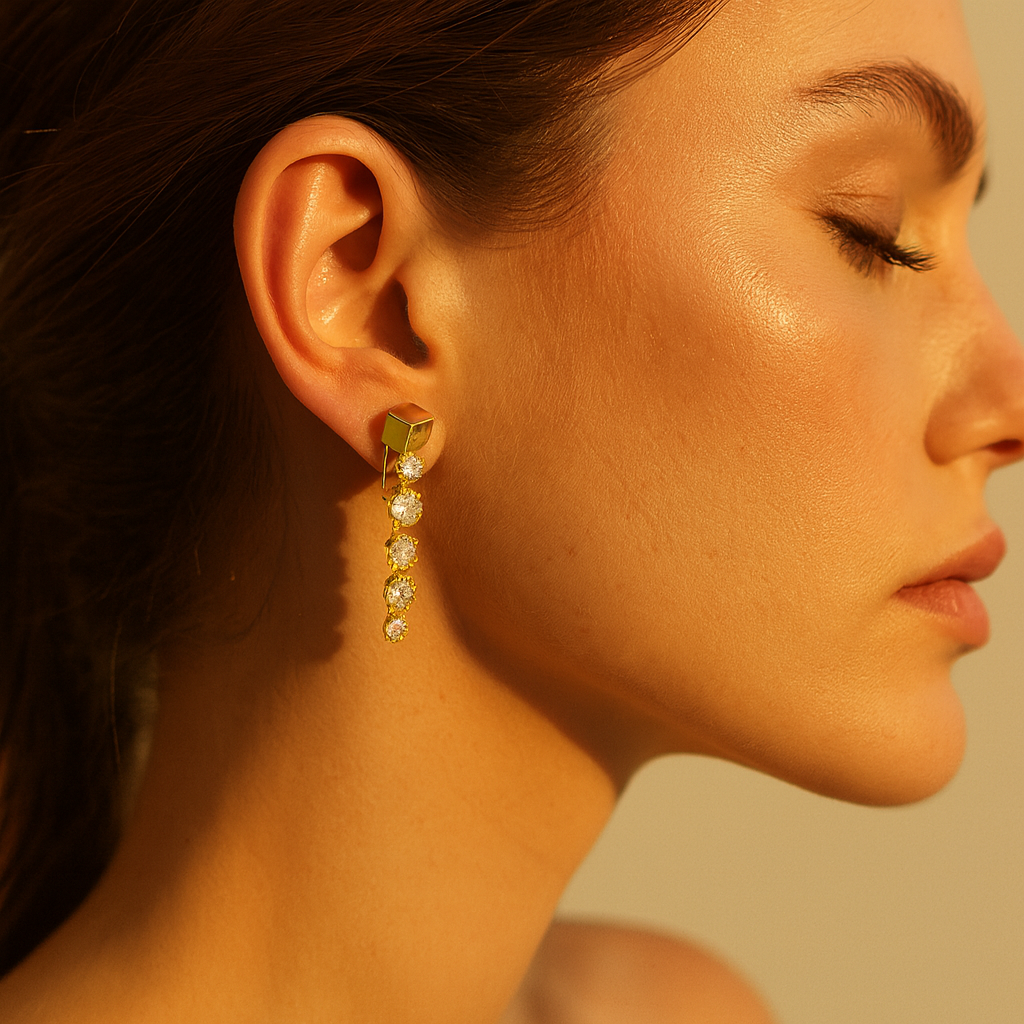 Aanura Crystal Hoop Earrings in Gold
