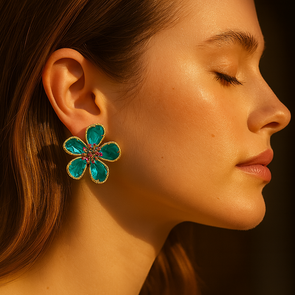 Aanura Turquoise Blossom Crystal Earring