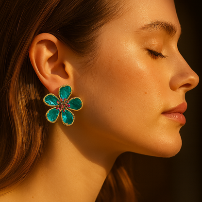 Aanura Turquoise Blossom Crystal Earring