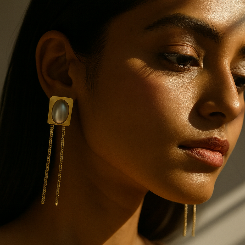 Aanura Pearl Chain Drop Earrings
