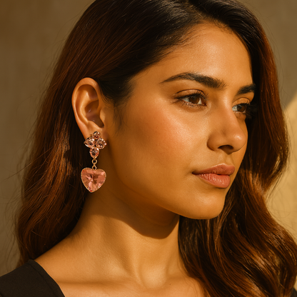 Aanura Black Heart Gemstone Drop Earrings