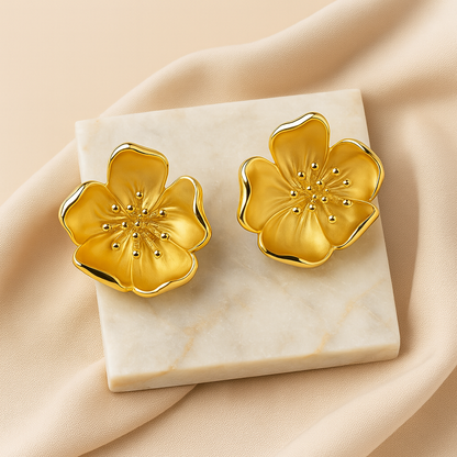 Aanura Golden Blossom Stainless Steel Earrings