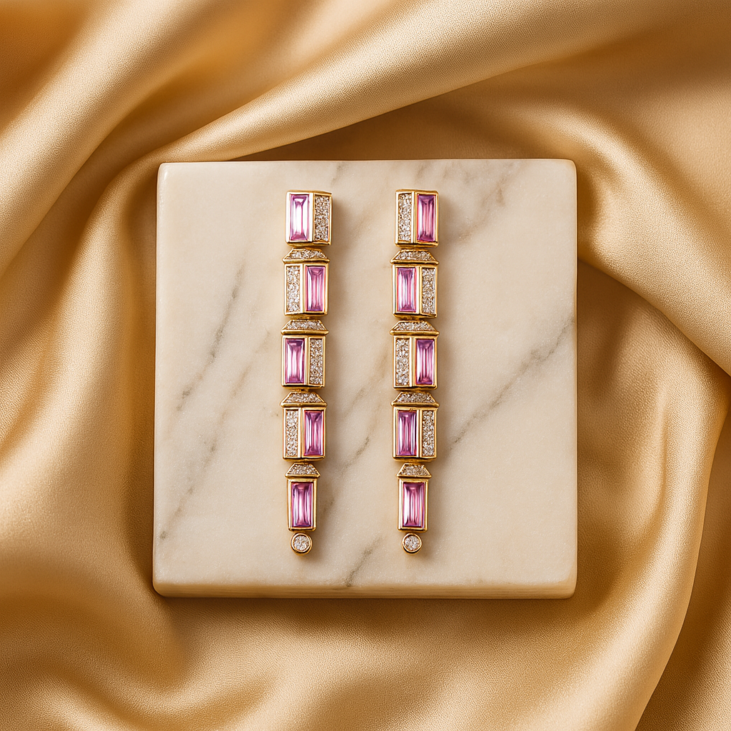 Aanura Lavender Crystal Long Drop Earrings