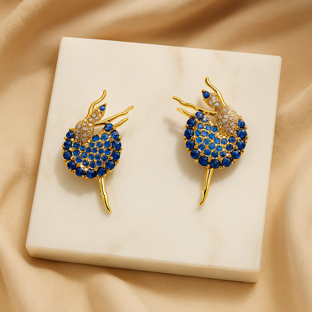Aanura Blue Ballerina Stone Earrings