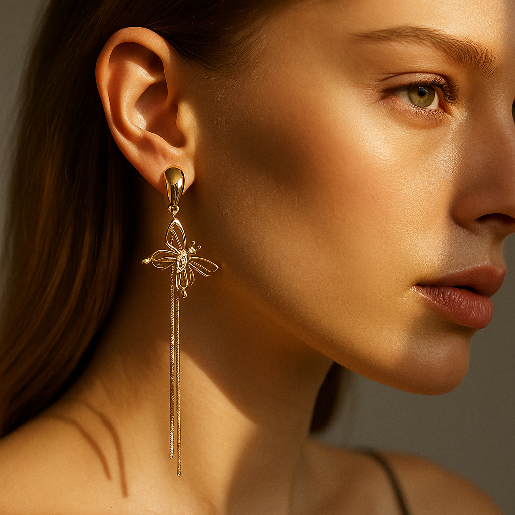 Aanura Butterfly Tassel Drop Earrings