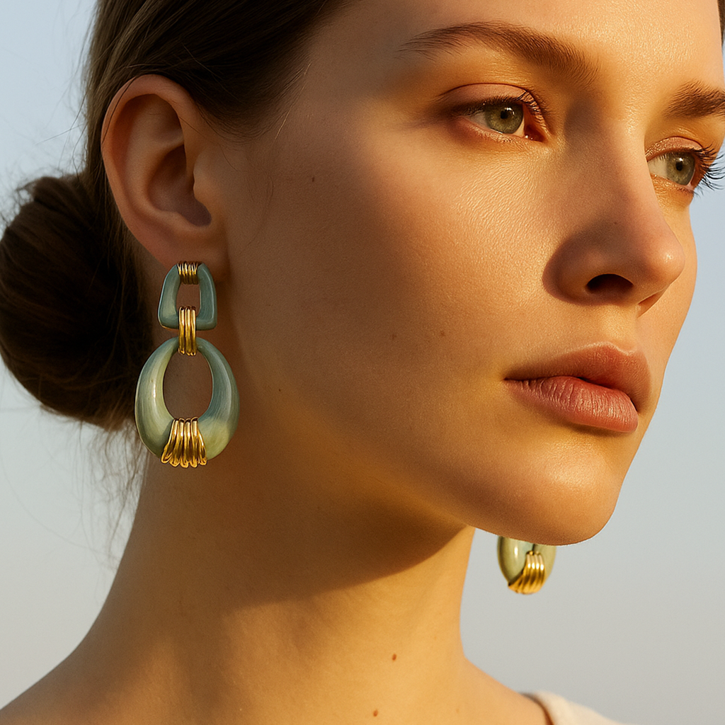 Aanura Jade Oval Abstract Earrings