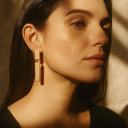 Aanura Geometric Gold Bar Earrings