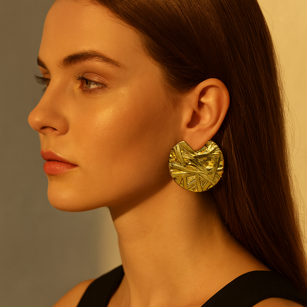 Aanura Abstract Gold Statement Earrings