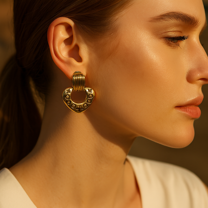Aanura Golden Heart Hoop Earrings