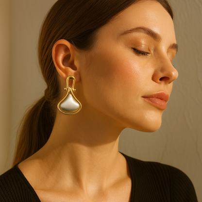 Aanura White Petal Drop Earrings