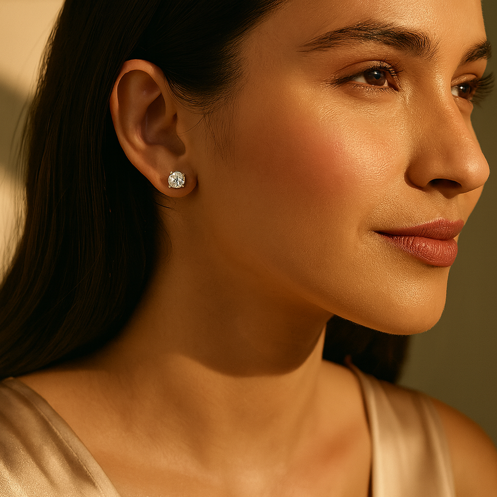 Aanura Classic Solitaire Crystal Stud Earrings