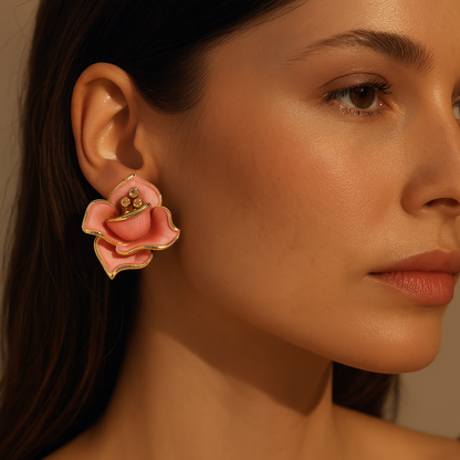 Aanura Pink Blossom Floral Earrings