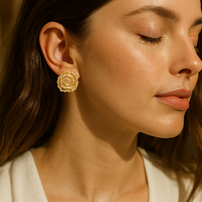 Aanura Pink Spiral Crystal Stud Earrings