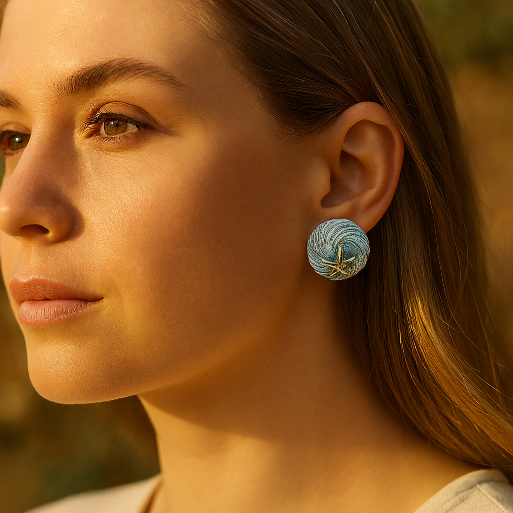 Aanura Starfish Silver Swirl Earrings