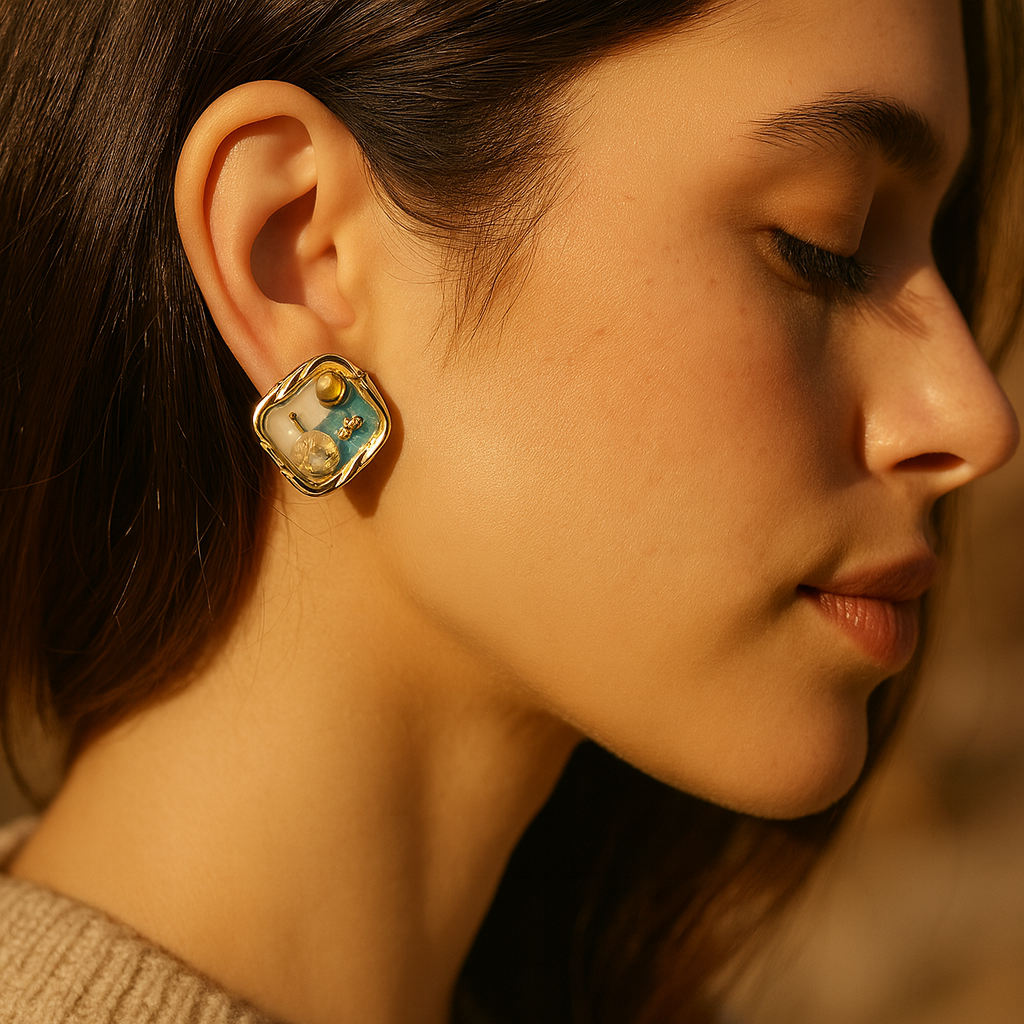 Aanura Garden Bliss Pearl Enamel Stud Earrings