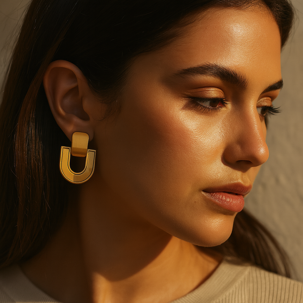 Aanura Bold Geometric Gold Stud Earrings