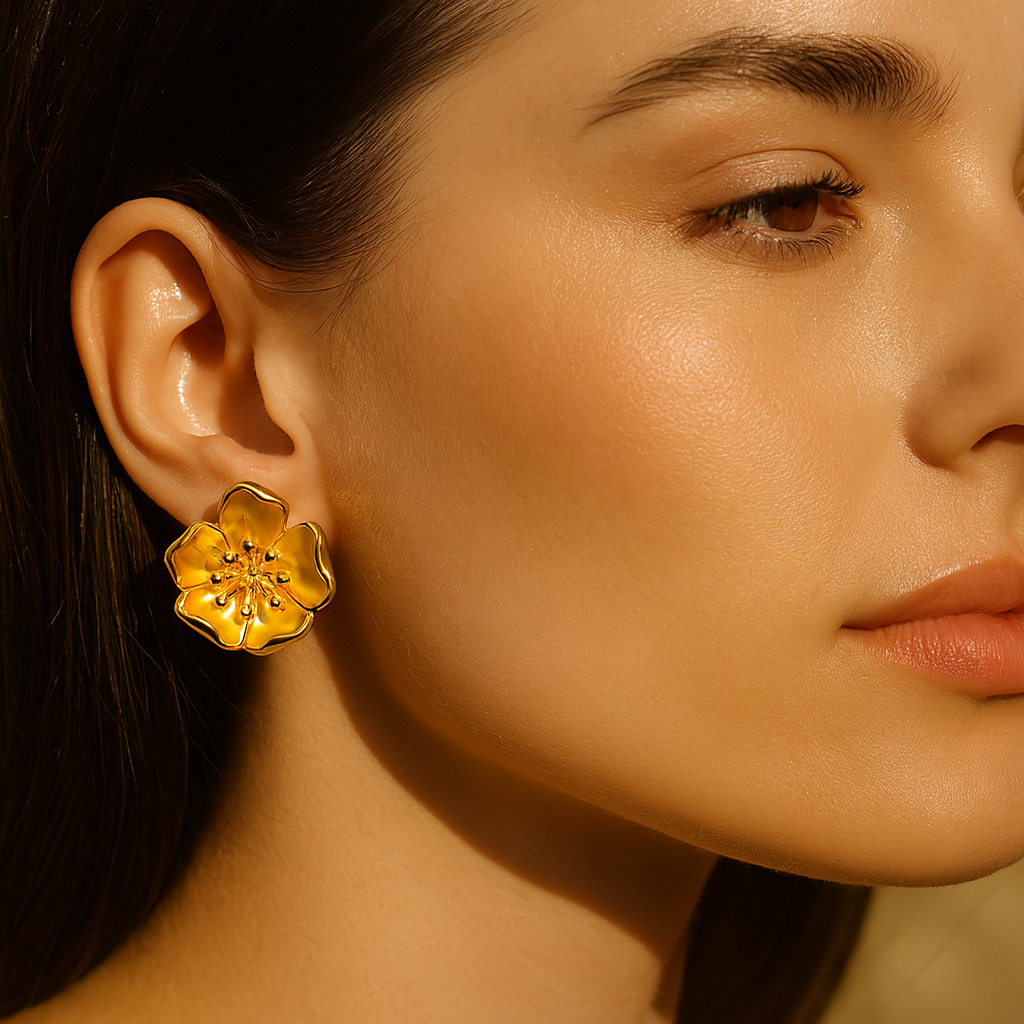 Aanura Golden Blossom Stainless Steel Earrings