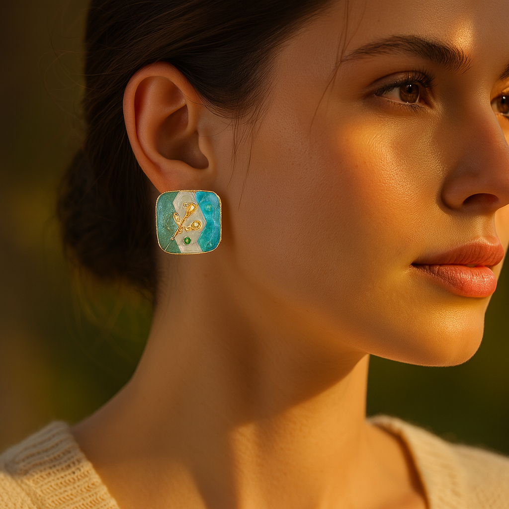 Aanura Enamel Rose Garden Stud Earrings