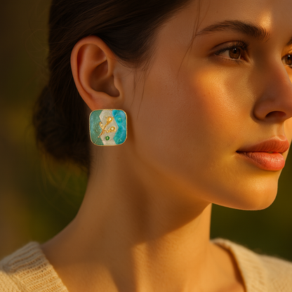 Aanura Enamel Rose Garden Stud Earrings