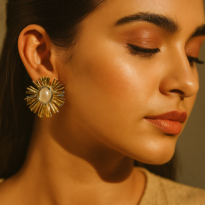 Aanura Radiant Sunburst Pearl Earrings