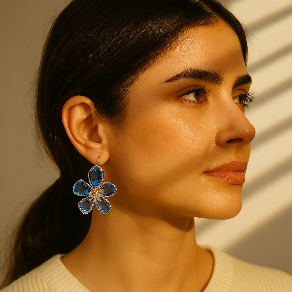 Aanura Turquoise Blossom Crystal Earring