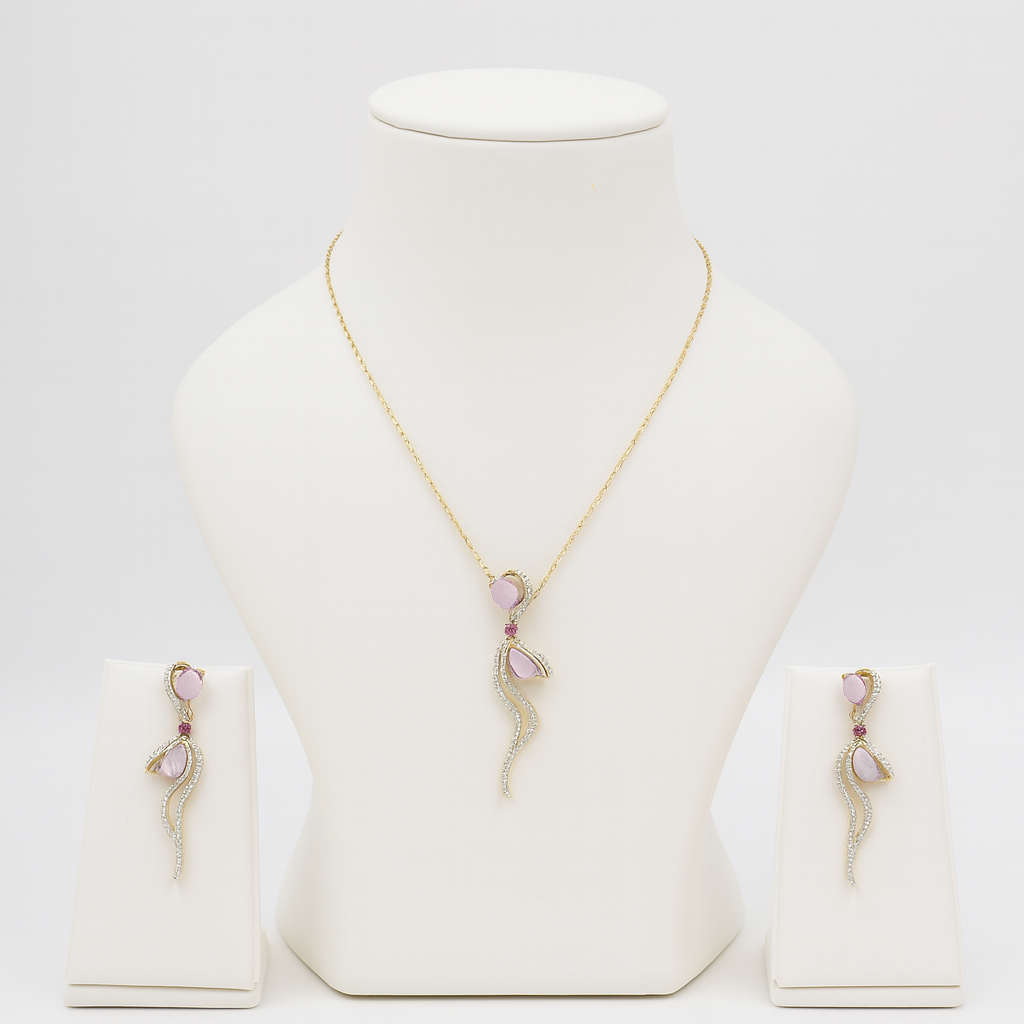 Aanura Floral Bow Necklace & Earrings Set