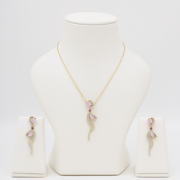 Aanura Floral Bow Necklace & Earrings Set